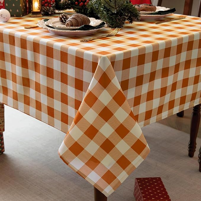 Waterproof Plaid Tablecloth Fabric by Essifunia
