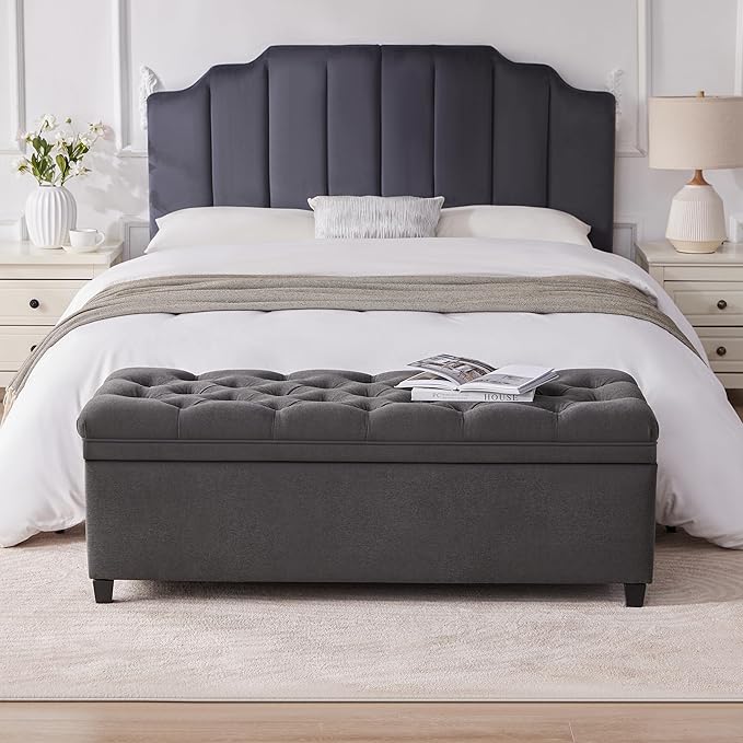 50" Storage Ottoman Bench, Tufted Ottoman - Image 8