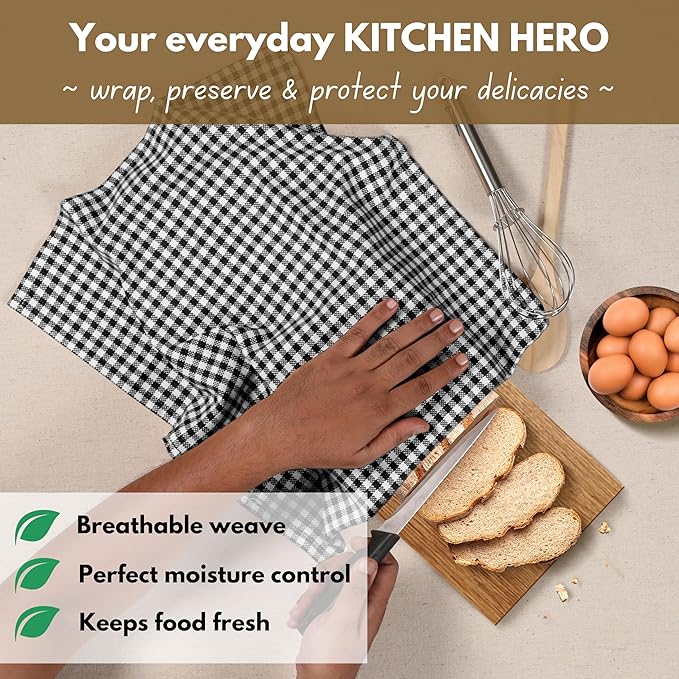 Native Fab Black Gingham Dish Towels 16"x26" Set of 12 - Image 6