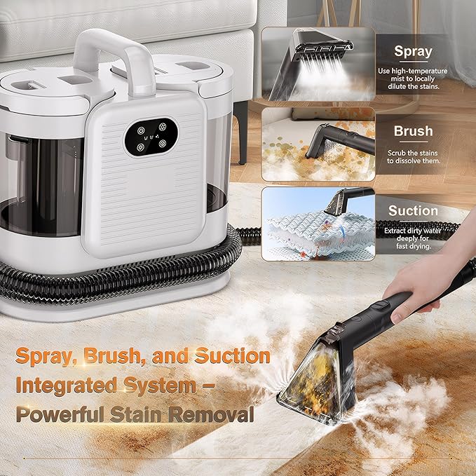 Portable Carpet and Upholstery Cleaner Machine, Deep Cleaning Carpet Shampooer - Image 3