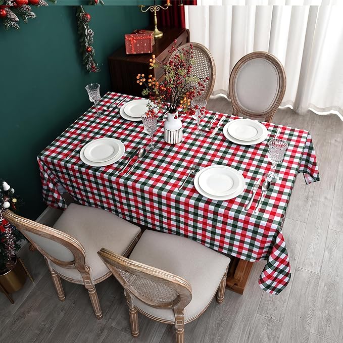 Waterproof Christmas Plaid Tablecloth Fabric - Image 4