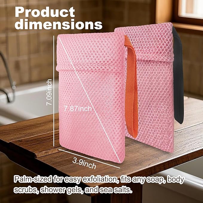 2 Pack Soap Bag Different Roughness Deep and Gentle, Bar Soap Pouch Saver Pocket - Image 2