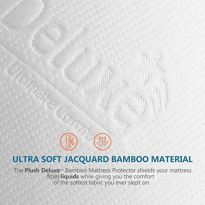 PlushDeluxe Premium Bamboo Mattress Protector – Twin XL Size, Waterproof - Image 2
