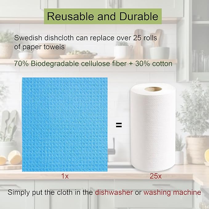 AMOUR INFINI Swedish Dishcloth Cellulose Sponge 8 Pack - Image 4