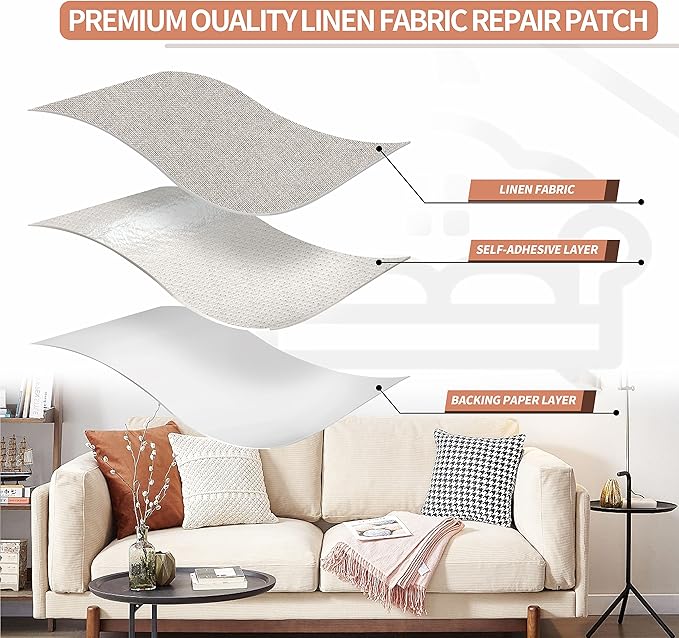 Fine Linen Repair Patches, Self-Adhesive Linen Fabric Patches, 12X40 inch Extra - Image 3