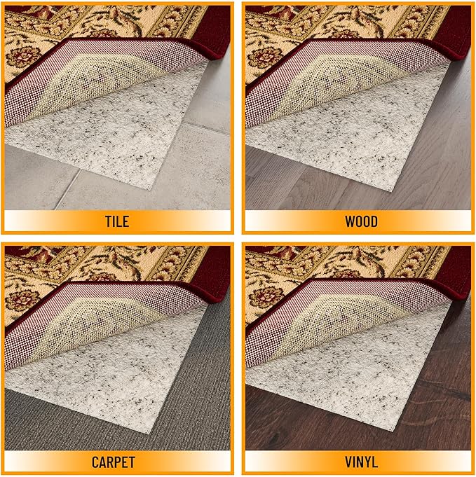 Ottomanson 7'8" x 8' Non-Slip Rug Pad Gripper 1/12 Inch Ultra Thin Dual Surface - Image 4