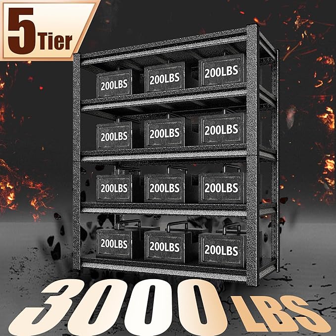 48" W Garage Shelving Heavy Duty，3000LBS Loads Adjustable Garage Storage Shelves - Image 4