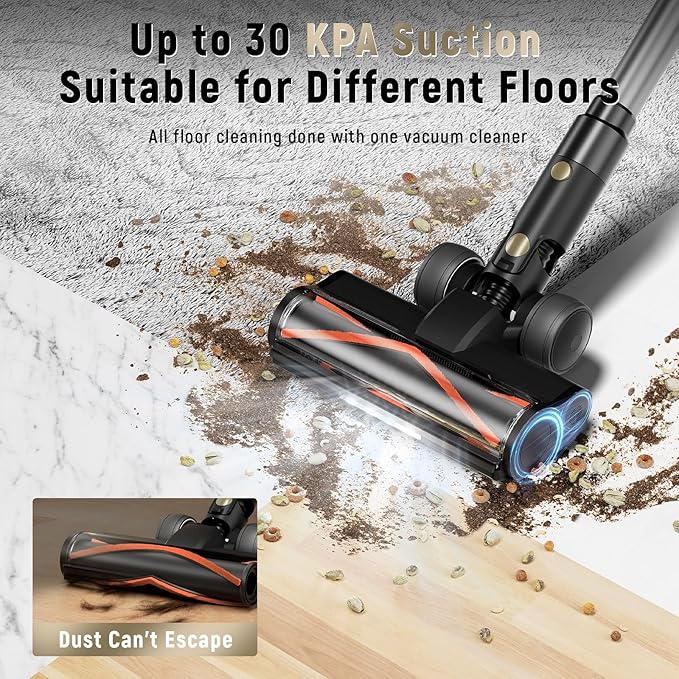 Cordless Vacuum Cleaner, 30Kpa Home Stick Vacuum, Smart Display & 1.5L Dust Cup - Image 3