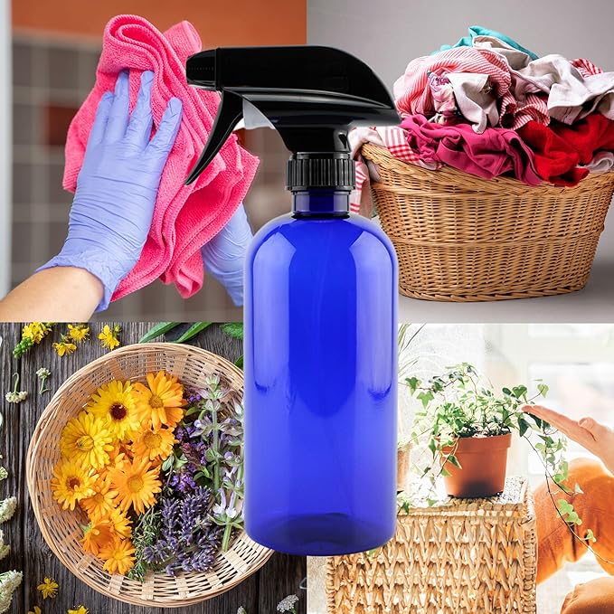Cornucopia Brands 16oz Cobalt Blue PLASTIC Spray Bottles w/Heavy Duty Mist & - Image 3