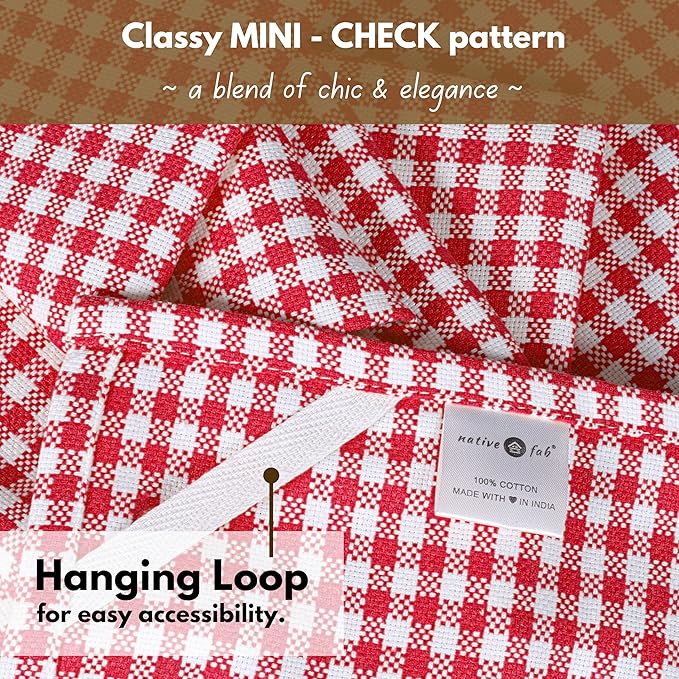 Native Fab 12 Pack Gingham Check Kitchen Towels 16"x26" - Image 7