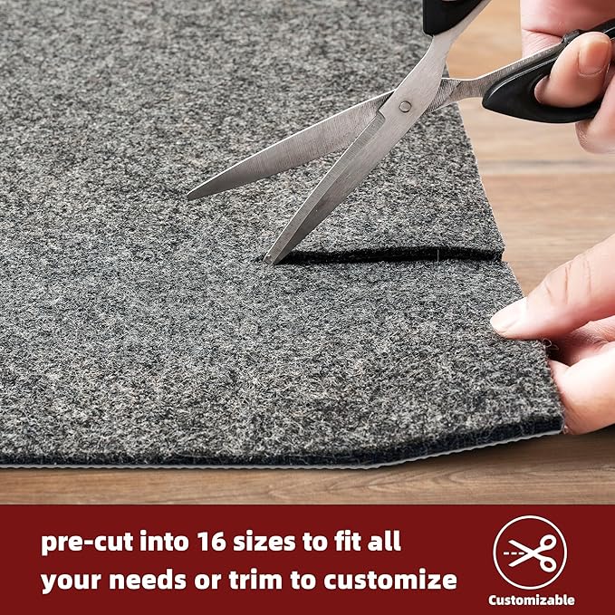 BAGAIL Felt and Natural Rubber Backing Rug Pads 1/8” Thick, 2 x 6 Ft Non Slip - Image 5