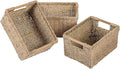 Natural Seagrass Basket with Wooden Handle, Medium Rectuangular Wicker Basket by VATIMA