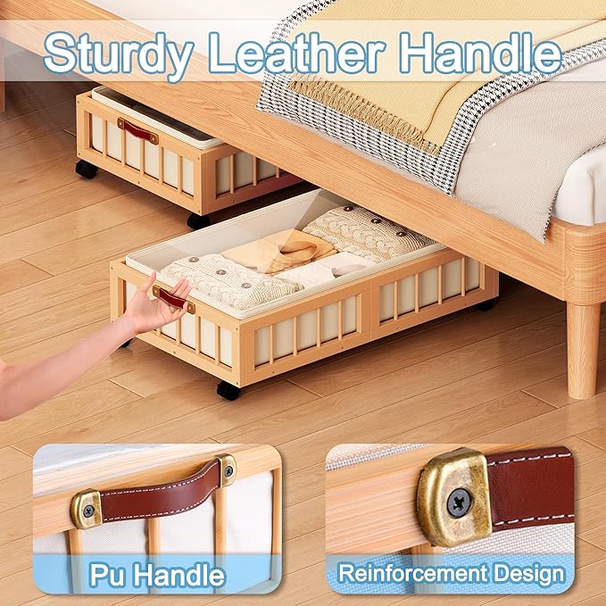 efluky 2-Pack Bamboo Under Bed Storage Containers - Image 4