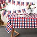 4th of July Checkered Tablecloth Fabric by Essifunia