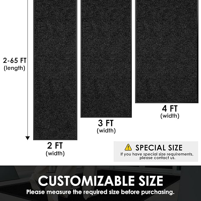 3′ x 17′ Front Door Mat Indoor Outdoor Entrance, Commercial Floor Mat Heavy - Image 2