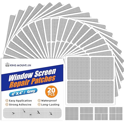 KING MOUNTAIN Grey Window Screen Repair Patch, Strong Adhesive & Waterproof by ForABetterHomeLife