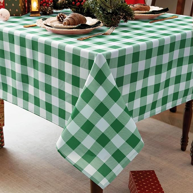 Classic Gingham Buffalo Tablecloth Fabric by Essifunia