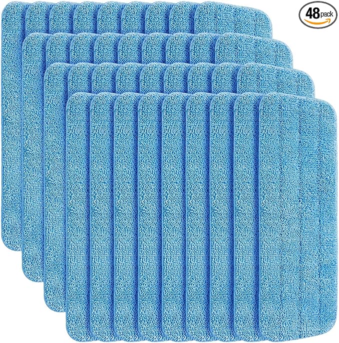 48 Pcs Microfiber Mop Pads Machine Washable Cleaning Flat Mop Head Replacement by Gandeer