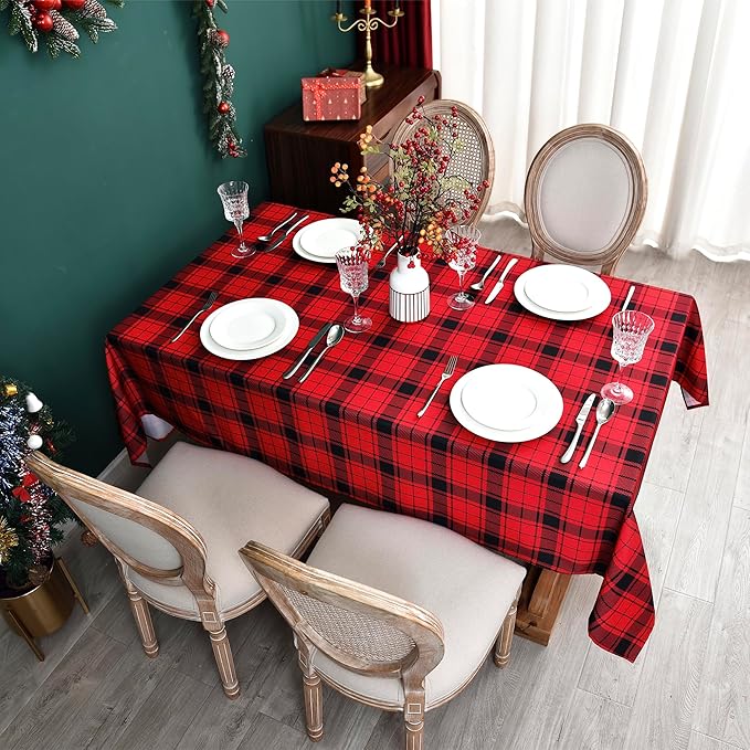 Classic Gingham Buffalo Xmas Tablecloth Fabric - Image 8
