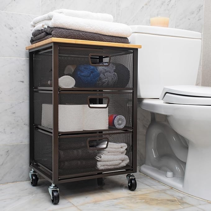 Mind Reader 3-Drawer Rolling Storage Cart, Office Organizer - Image 5