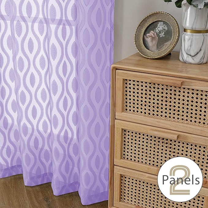 Aiyufeng Light Purple Sheer Curtains 54 Inch Length 2 Panels, Soft Lightweight - Image 6