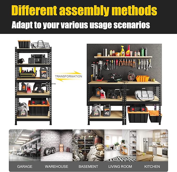 PrimeZone Storage Shelves 5 Tier Adjustable Garage Storage Shelving, Heavy Duty - Image 8