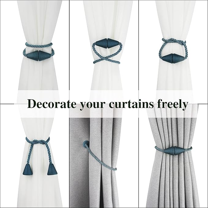 2 Pack Magnetic Curtain Tiebacks Rope Modern Handmade Curtain Tie Backs - Image 5