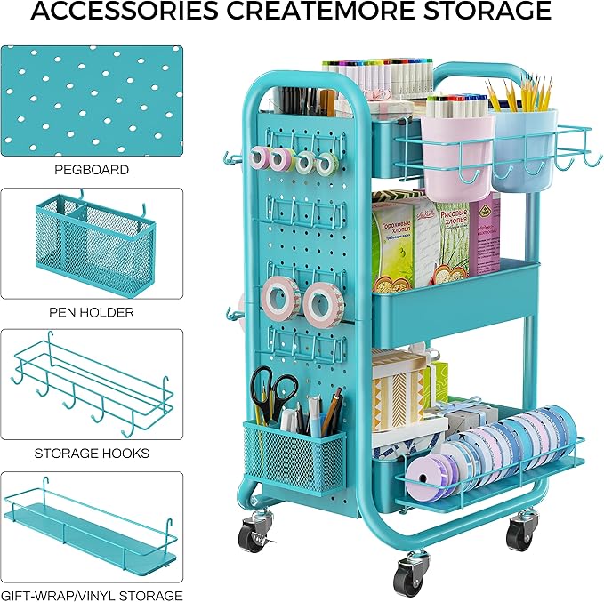 DESIGNA 3-Tier Utility Storage Rolling Cart - Image 5