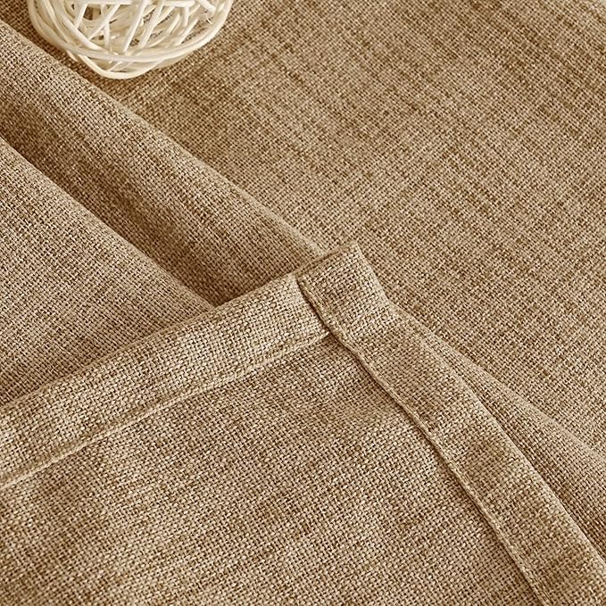YoungsTex Toffee Linen Semi Sheer Curtains 95 Inch Length 2 Panels - Image 9