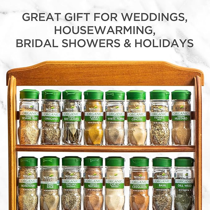 McCormick Gourmet Three Tier Wood 24 Piece Organic Spice Rack Organizer - Image 10