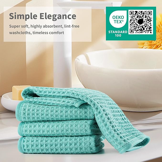 Microfiber Waffle Face Towels, 2 Pieces, Fast Drying, Lint Free - Image 6