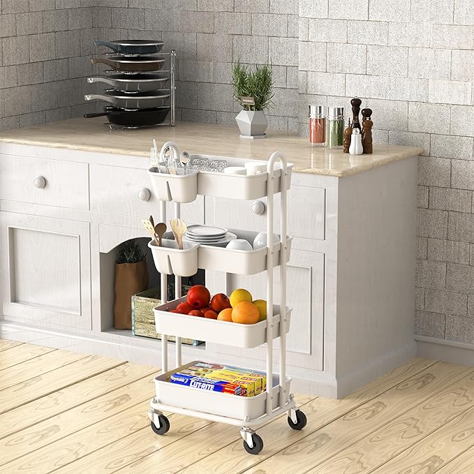 Simple Houseware 4-Tier Multifunctional Rolling Utility Cart - Image 4