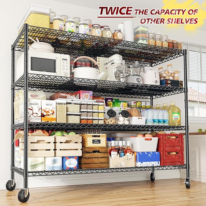 REIBII 55.5''W Storage Shelves 2500LBS Wire Shelving Rack - Image 5