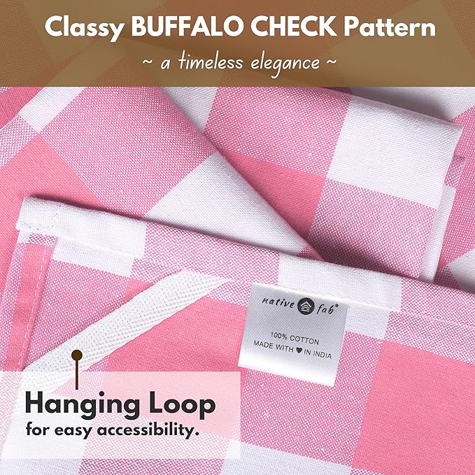 Native Fab Pink Checked Kitchen Towel 16"x26" - Image 2