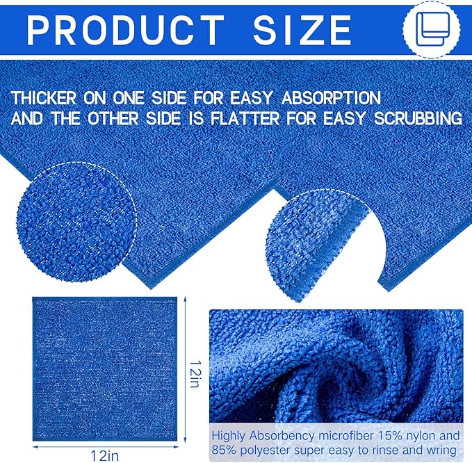 200 Pieces Microfiber Cleaning Cloths Bulk Absorbent Microfiber Towels Reusable - Image 2