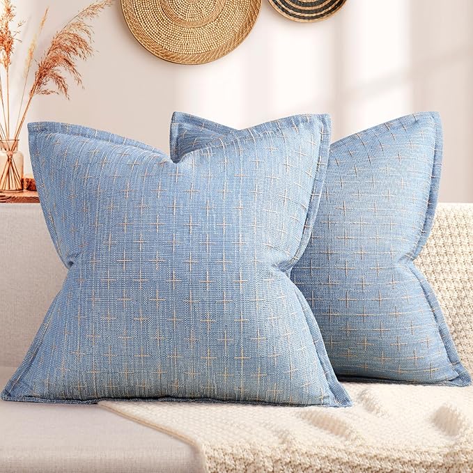 ZWJD Pillow Covers 20x20 Set of 2 Soft Polyester Textured Pillow Covers by ZWJD