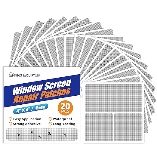 KING MOUNTAIN Grey Window Screen Repair Patch, Strong Adhesive & Waterproof by ForABetterHomeLife