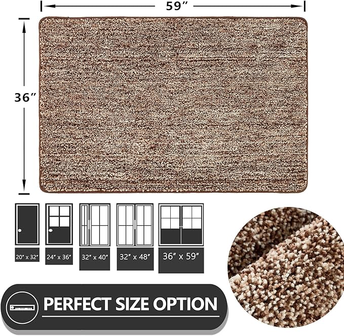 REFETONE Indoor Doormat, Front Door Mat 36"x59" Absorbent Rubber Backing Non - Image 2