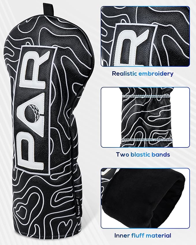 Big Teeth Golf Club Covers Full Set Driver Headcover Fairway Wood Hybrid Golf - Image 3