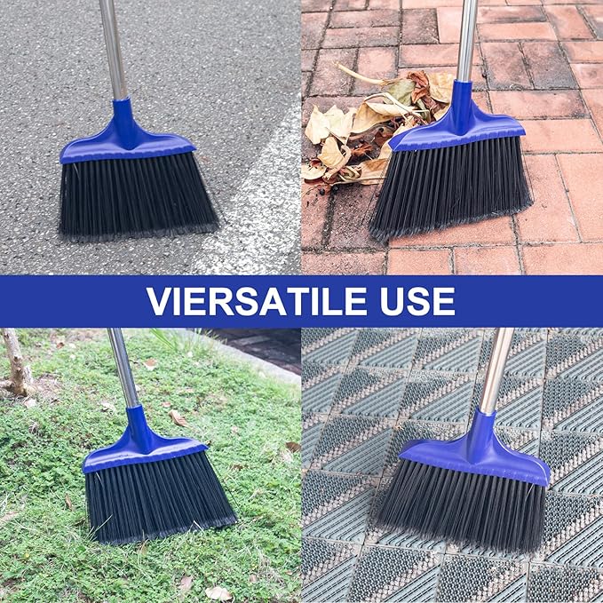 Kefanta 2 Pack Heavy Duty Broom Indoor/Outdoor Commercial Brooms Angle Broom 53 - Image 2