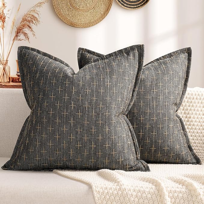 ZWJD Pillow Covers 16x16 Set of 2 Soft Polyester Textured Pillow Covers by ZWJD