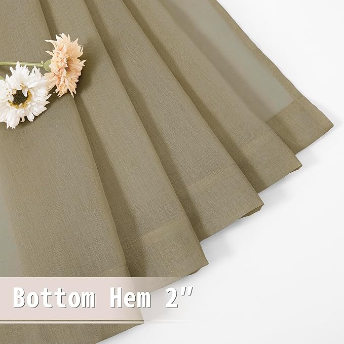 Tollpiz Sheer Door Curtains Closet Linen Textured Curtain Sheers Doorway Light - Image 7