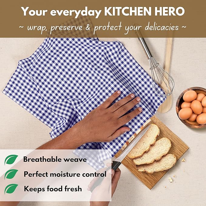 Native Fab 12 Pack Gingham Mini Check Kitchen Dish Towel Cotton Durable - Image 4