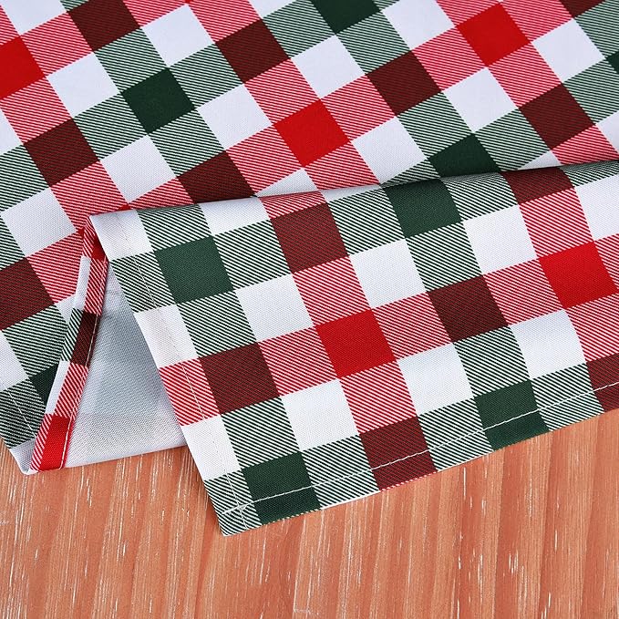 Red Gingham Christmas Plaid Tablecloth - Image 7