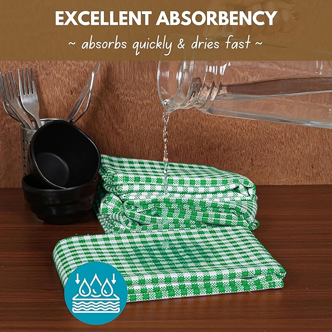 Native Fab Kitchen Dish Towels 16x26 inches Set of 4 Gingham Mini Check- 100% - Image 4