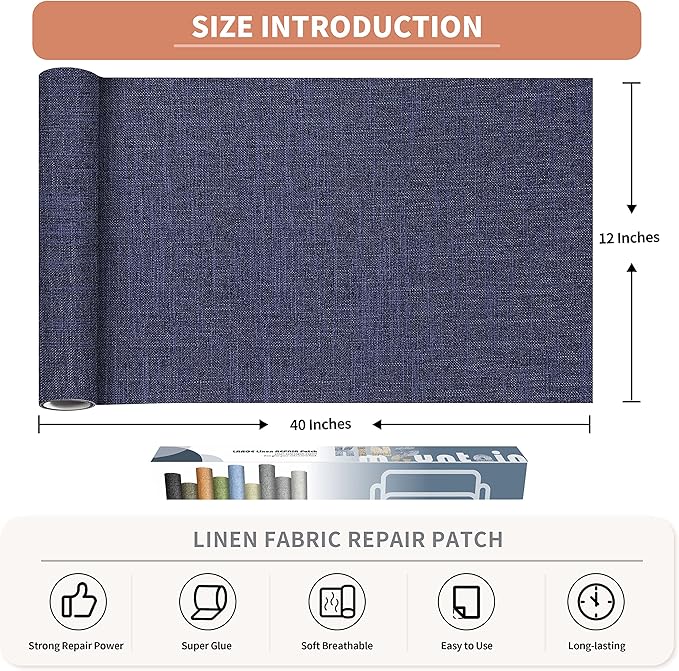 KING MOUNTAIN Fine Linen Repair Patches, Self-Adhesive, Rectangular, 1 Pack - Image 2