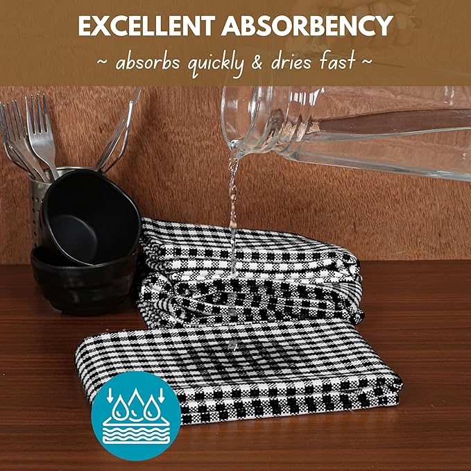 Native Fab Black Gingham Dish Towels 16"x26" Set of 12 - Image 4