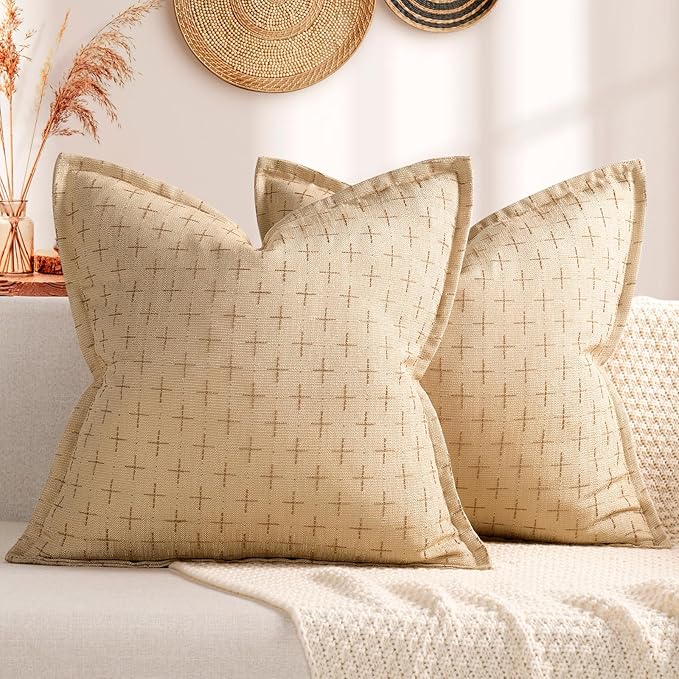 ZWJD Pillow Covers 18x18 Set of 2 Soft Polyester Textured Pillow Covers by ZWJD