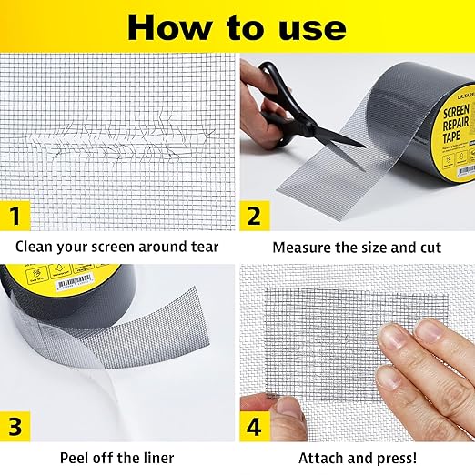 Grey Window Screen Repair Tape, 2 in X 15 FT, Screen Repair Kit - Image 7