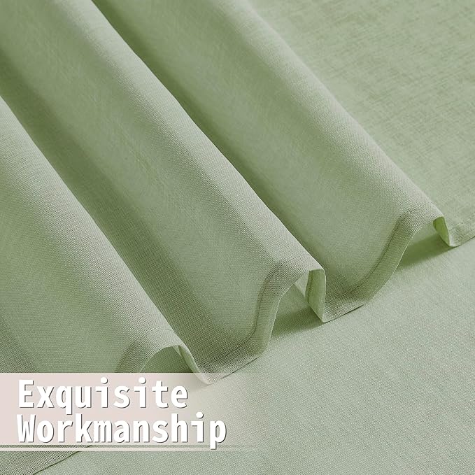 Tollpiz Sheer Door Curtains Closet Linen Textured Curtain Sheers Doorway Light - Image 8